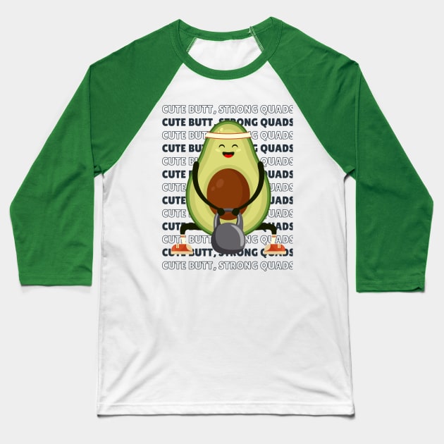 Cute kawaii avocado doing squats Baseball T-Shirt by Rdxart